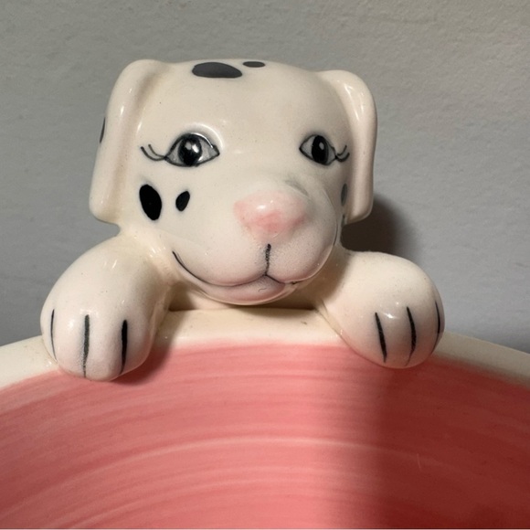 Ceramic Pink Pet Feeding Water Bowl Dalmatian - Picture 4 of 11